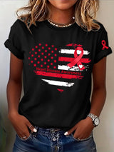 Women's Heart Disease Awareness Printed T-shirt
