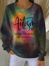 Women's Autism Seeing The World Differently Print Casual Sweatshirt