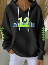 Women's Rugby Print Casual Hoodie