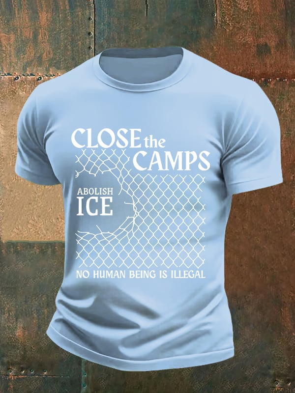 Men's  Abolish ICE  Close The Camps Print  T-Shirt