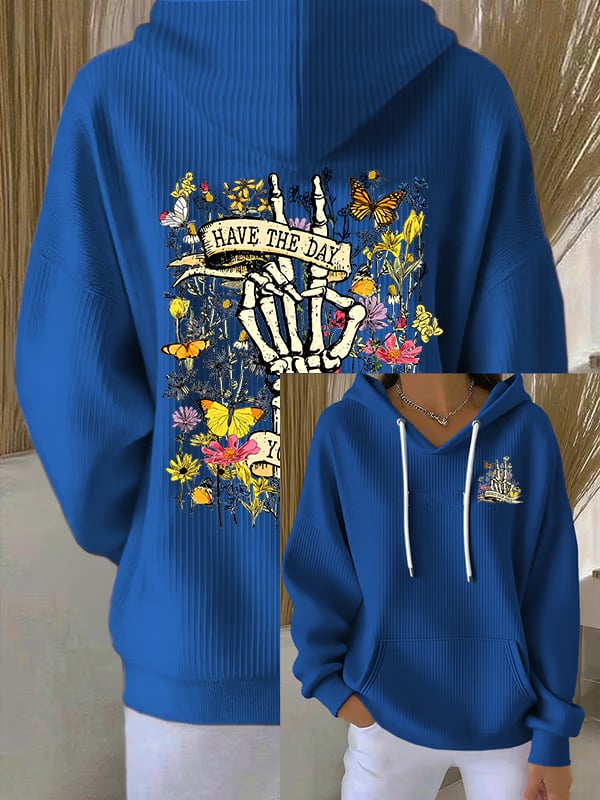 🔥Buy 3 Get 15% Off🔥Women's  Flower skull hand gesture Of WDNC Club We Do Not Care Menopause Perimenopause Print  Hoodie