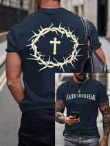 Men's Faith Over Fear Printed Casual T-Shirt