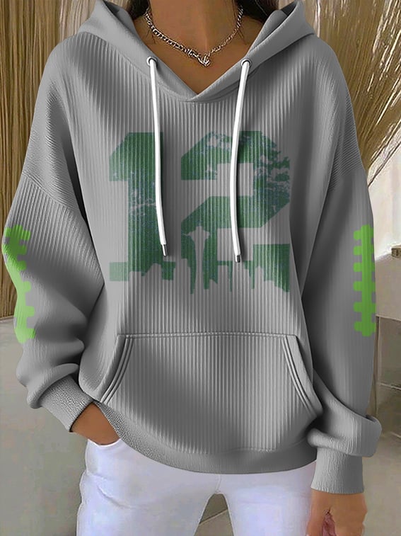 Women's Rugby Print Casual Hoodie