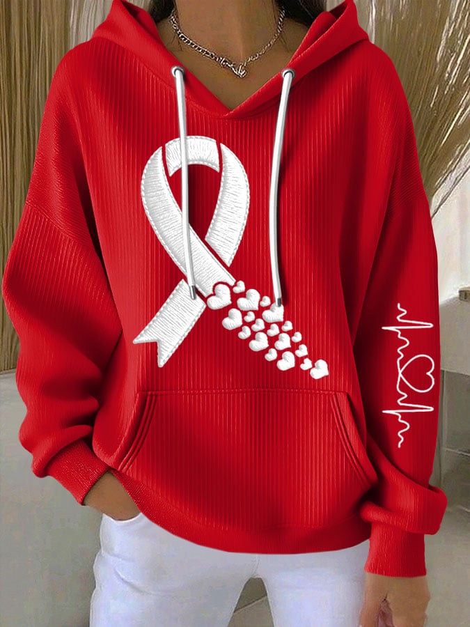 Women's Casual Heart Disease Awareness Hoodie