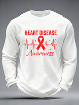 Men's casual heart disease awareness waffle-knit T-shirt