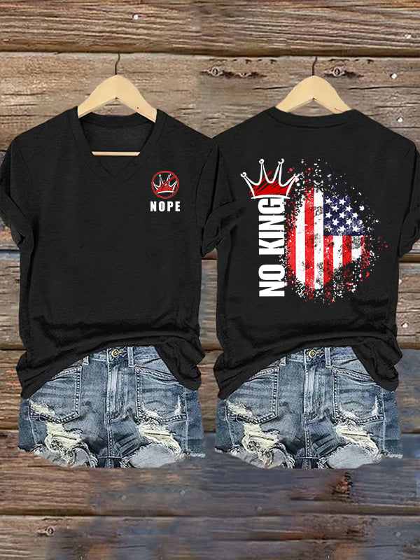🔥Buy 3 Get 15% Off🔥Women's  NOPE No King American Flag  Print T-Shirt