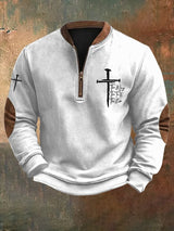 Men's Jesus The Way The Truth The Life Printed Zip Collar Sweatshirt