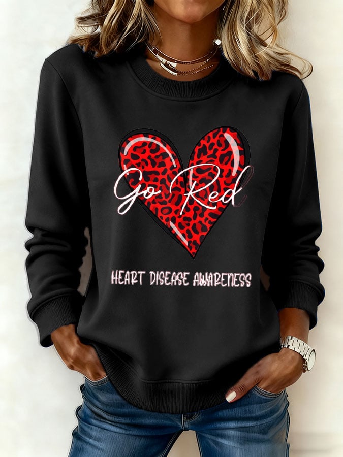 Women's Heart Disease Awareness Printed Sweatshirt