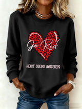 Women's Heart Disease Awareness Printed Sweatshirt