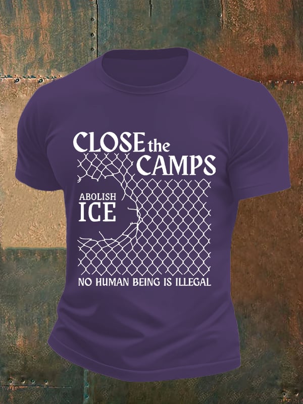Men's  Abolish ICE  Close The Camps Print  T-Shirt