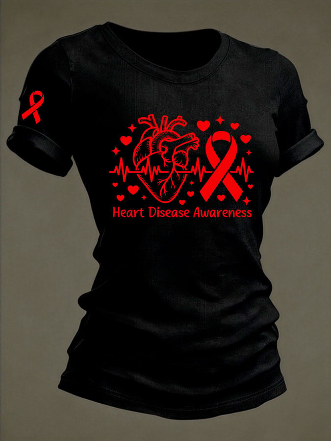 Women's Heart Disease Awareness Crewneck T-shirt