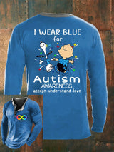 Men'S V-Neck Autism Awareness I Wear Blue For Autism Print T-Shirt