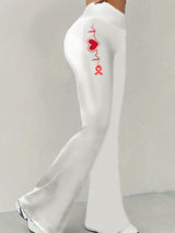 Women's Heart Disease Awareness Printed High-Stretch Leggings