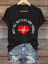 Women's Heart Disease Awareness Print T-shirt