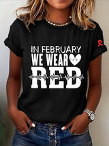 Women's Heart Disease Awareness Print T-shirt