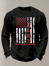Men's casual heart disease awareness waffle-knit T-shirt