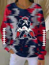 Women's Rugby Print Casual Long Sleeve Top