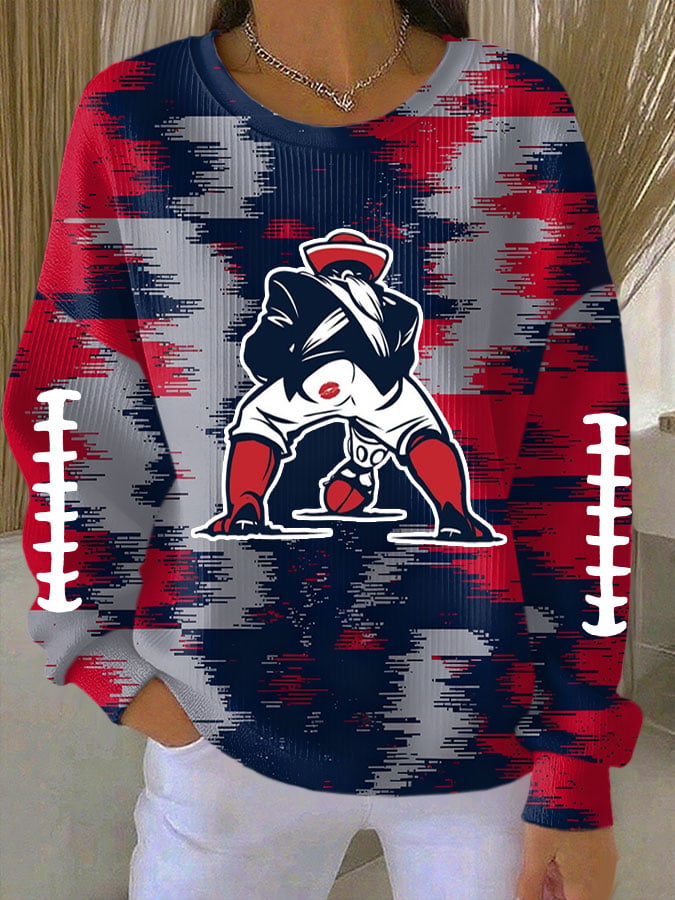 Women's Rugby Print Casual Long Sleeve Top
