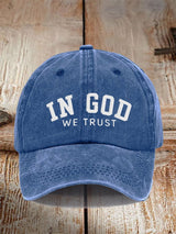 Unisex Distressed Washed Cotton "Faith" Embroidered Hat