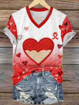 Women's Heart Disease Awareness Printed T-shirt