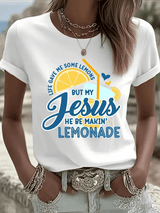 Women's  Life Gave Me Some Lemons, But My Jesus Turned Them Into Lemonade Faith Print  Shirt