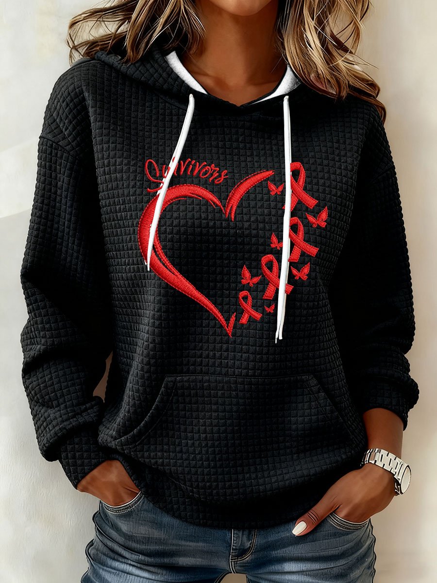 Women's Heart Disease Awareness Print Hooded Sweatshirt