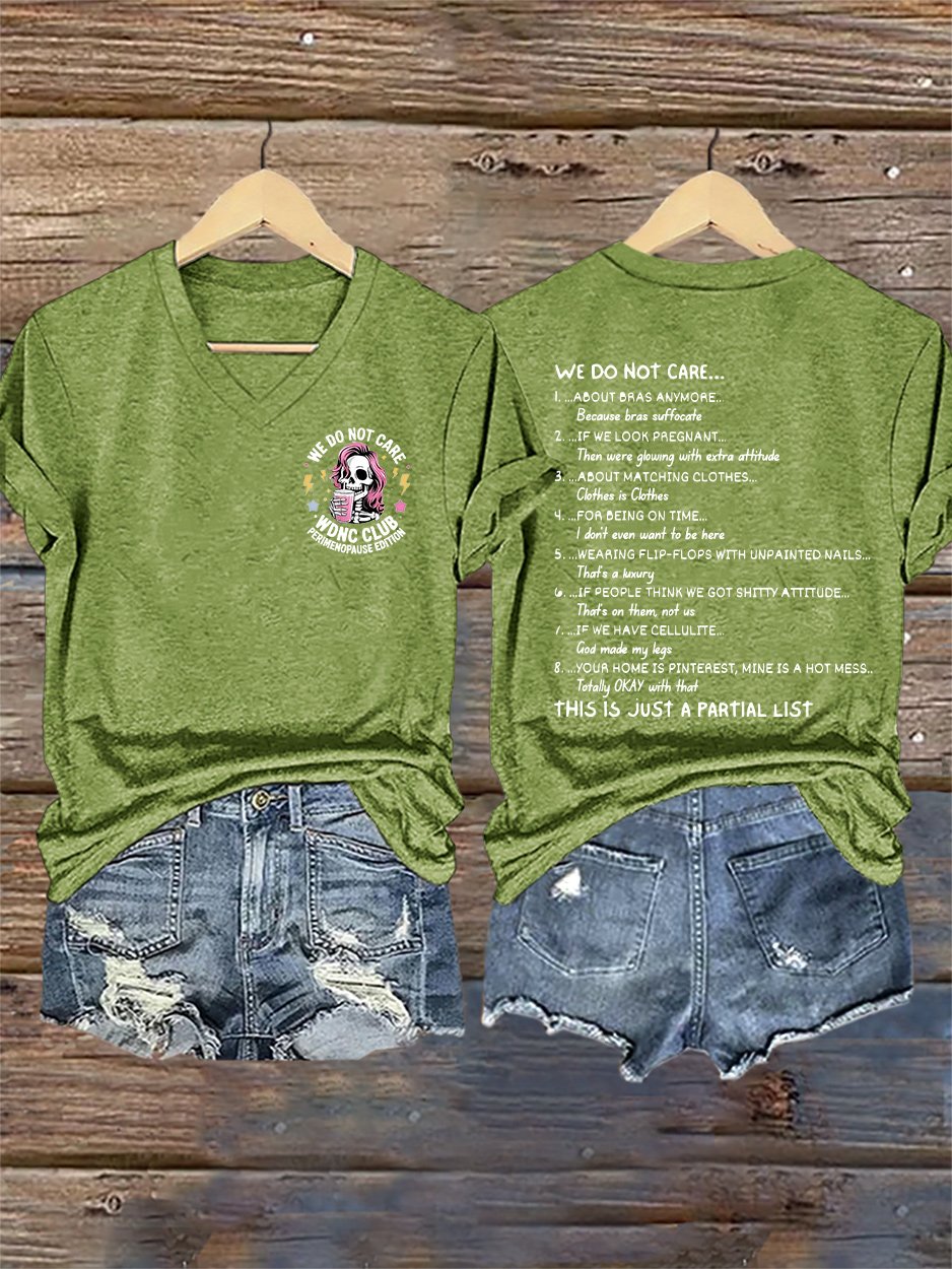 🔥Buy 3 Get 15% Off🔥V-Neck Retro We Do Not Care WDNC Club Perimenopause Edition Print T-Shirt