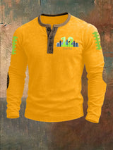 Men's Rugby Print Henley Top