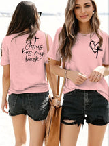 Women's Faith in Jesus Cross Round Neck Short Sleeve T-shirt