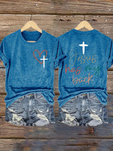 Women's Jesus Has My Back Print Shirt