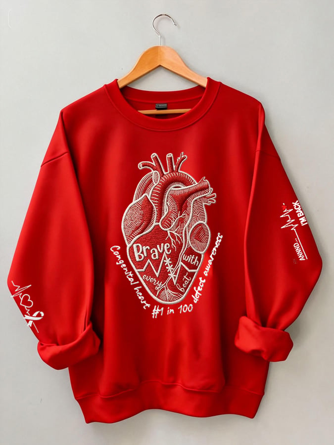 Women's casual heart disease awareness sweatshirt