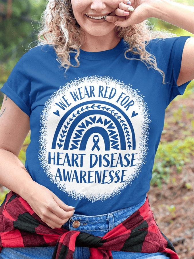 Women's Heart Disease Awareness Print T-shirt