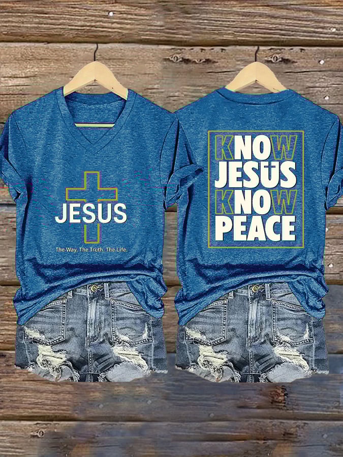 Women'S KNOW JESUS KNOW PEACE Print Short Sleeve T-Shirt