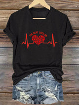 Men's Casual White THE BEAT GOES ON Heart Disease Awareness T-shirt