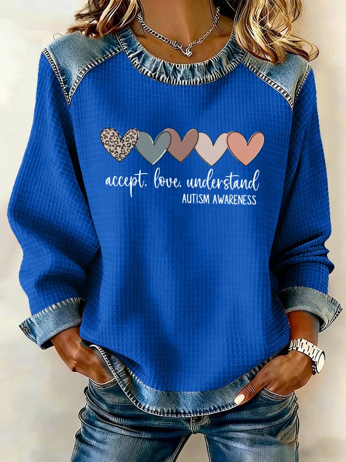 Women's Autism Strong Print Casual Sweatshirt