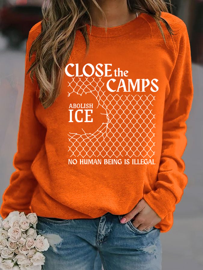 Women's  Abolish ICE  Close The Camps  Printed  Sweatshirt