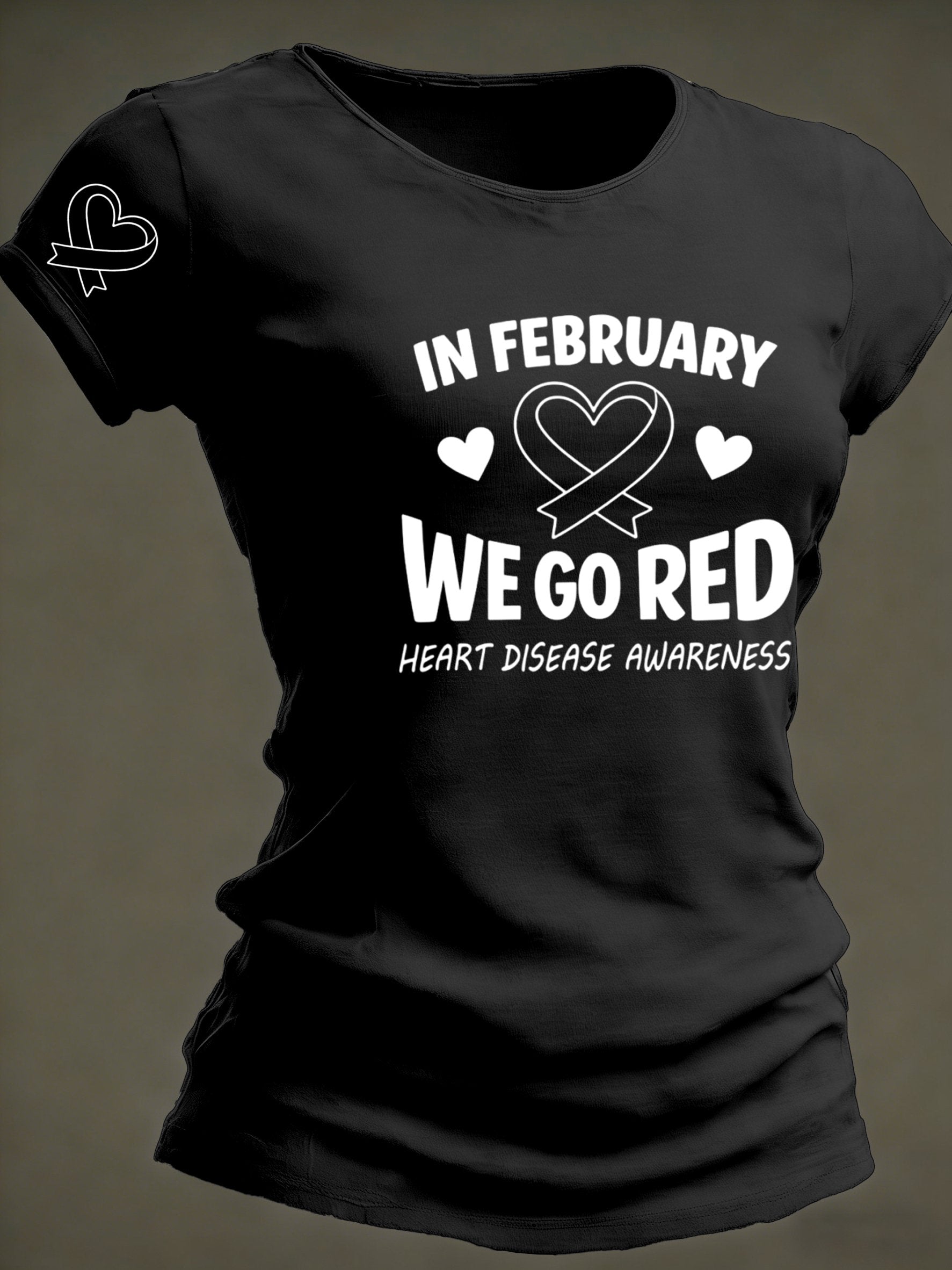 Women's Heart Disease Awareness Print T-shirt