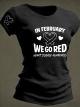 Women's Heart Disease Awareness Print T-shirt