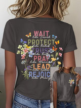 🔥Hot Sale Picks 🔥Women'S Casual Floral Faith Print Short Sleeve T-Shirt