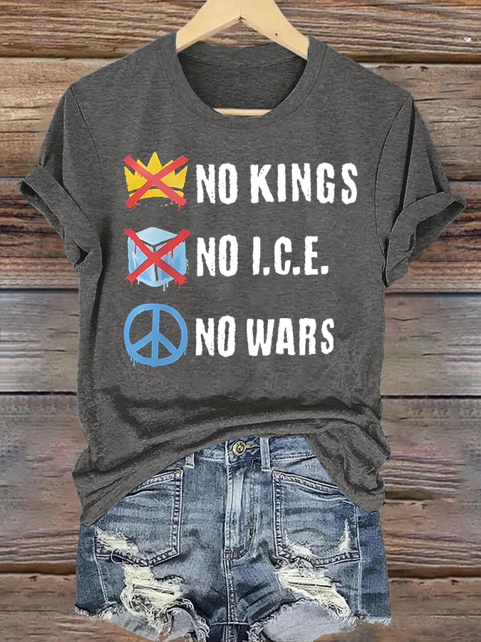🔥Buy 3 Get 15% Off🔥Women's  No Kings  Print  T-Shirt