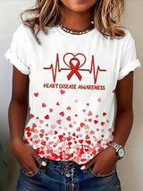 Women's Heart Disease Awareness Print T-shirt
