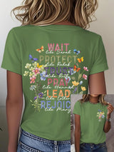 🔥Hot Sale Picks 🔥Women'S Casual Floral Faith Print Short Sleeve T-Shirt