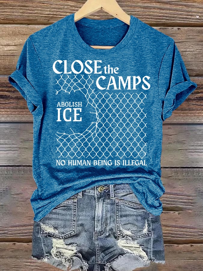 Women's  Abolish ICE  Close The Camps Print  T-Shirt