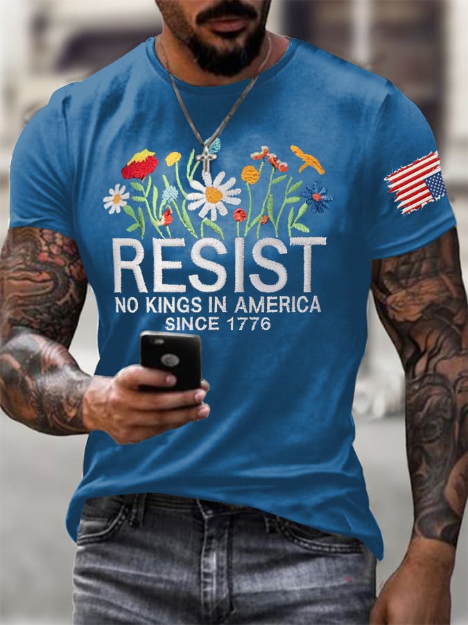 🔥Buy 3 Get 15% Off🔥Men's Retro Resist No Kings In America Since 1776 Print T-Shirt