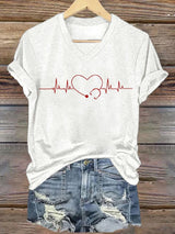 Women's casual heart disease awareness T-shirt