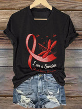 Women's Casual Heart Disease Awareness Printed Short-Sleeve T-Shirt