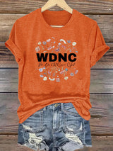Women's Round-Neck Retro Funny Proud Member Of WDNC Club We Do Not Care Menopause Perimenopause Print T-Shirt