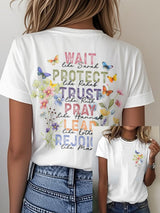 🔥Hot Sale Picks 🔥Women'S Casual Floral Faith Print Short Sleeve T-Shirt