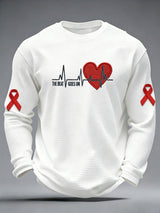 Men's casual heart disease awareness waffle-knit T-shirt