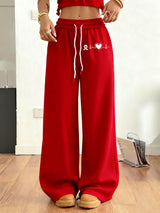 Women's Heart Disease Awareness Print Casual Trousers